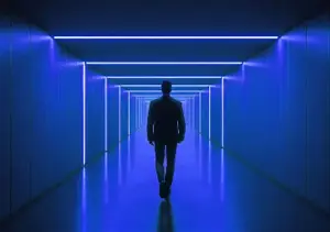 Digital transformation expert using a tablet in an office in KSA.